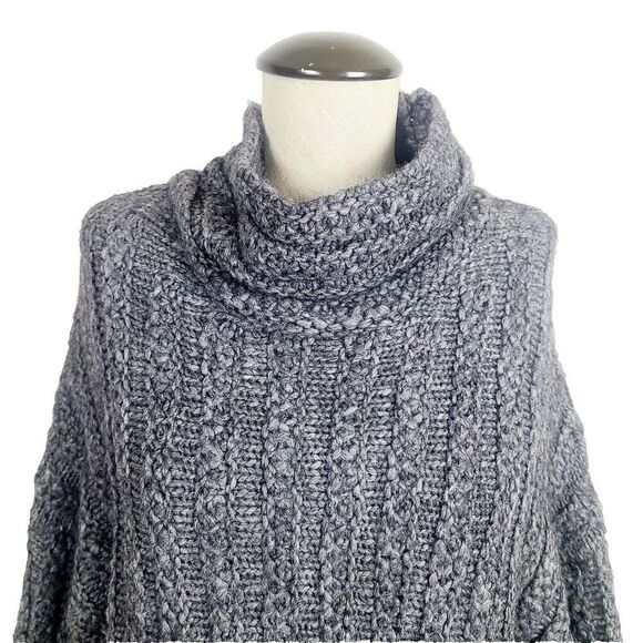 Crossley Womens Wool Chunky Knit Sweater M Alpaca Blend Turtleneck Pullover Gray - Picture 4 of 10